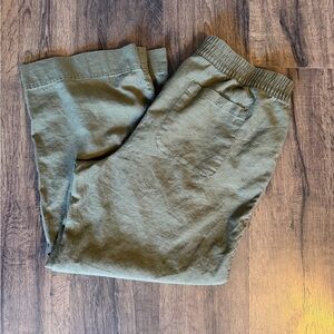 Old Navy | Wide Leg High-Rise Green Linen Pants | XL
